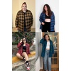 image:imageZeagoo Womens Plus Size Flannel Shirts Plaid Shirts Long Sleeves Casual Button Down Collared Shacket TopsCgreen