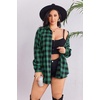 image:imageZeagoo Womens Plus Size Flannel Shirts Plaid Shirts Long Sleeves Casual Button Down Collared Shacket TopsCgreen