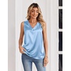 image:imageZeagoo Womens Silk Satin Tank Tops V Neck Casual Camisoles Sleeveless Business Work Blouses Dressy Summer ShirtsLight Blue