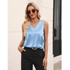image:imageZeagoo Womens Silk Satin Tank Tops V Neck Casual Camisoles Sleeveless Business Work Blouses Dressy Summer ShirtsLight Blue