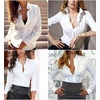 image:imageZeagoo Womens Wrinkle Free Button Down Shirts Long Sleeve Dress Shirts Collared Business Casual Blouses Tops XS3XLAwhite
