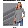 image:imageZeagoo Womens Wrinkle Free Button Down Shirts Long Sleeve Dress Shirts Collared Business Casual Blouses Tops XS3XLGrey