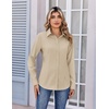 image:imageZeagoo Womens Wrinkle Free Button Down Shirts Long Sleeve Dress Shirts Collared Business Casual Blouses Tops XS3XLKhaki