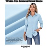 image:imageZeagoo Womens Wrinkle Free Button Down Shirts Long Sleeve Dress Shirts Collared Business Casual Blouses Tops XS3XLLight Blue