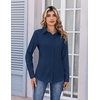 image:imageZeagoo Womens Wrinkle Free Button Down Shirts Long Sleeve Dress Shirts Collared Business Casual Blouses Tops XS3XLNavy Blue
