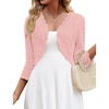 image:imageZeagoo Womens Bolero Shrug Crochet Cropped Cardigan Summer 34 Sleeve Lightweight Cardigans for DressLight Pink