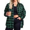 image:imageZeagoo Womens Plus Size Flannel Shirts Plaid Shirts Long Sleeves Casual Button Down Collared Shacket TopsCgreen