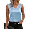 image:imageZeagoo Womens Silk Satin Tank Tops V Neck Casual Camisoles Sleeveless Business Work Blouses Dressy Summer ShirtsLight Blue