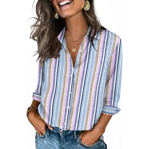 image:imageZeagoo Button Down Shirts for Women 34 Sleeve Tops V Neck Collared Blouses Business Casual OutfitsTz267