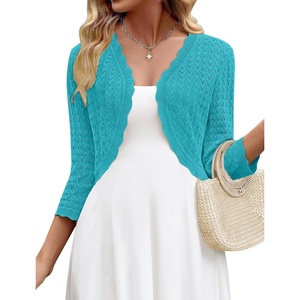 image:imageZeagoo Womens Bolero Shrug Crochet Cropped Cardigan Summer 34 Sleeve Lightweight Cardigans for DressTurquoise