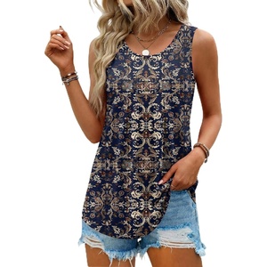 image:imageZeagoo Womens Tank Tops Sleeveless Pleated Crew Neck Summer Tunic Tops Dressy Loose Fit Business Casual Blouses 2026Mz869