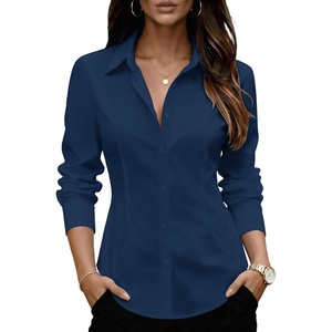 image:imageZeagoo Womens Wrinkle Free Button Down Shirts Long Sleeve Dress Shirts Collared Business Casual Blouses Tops XS3XLNavy Blue