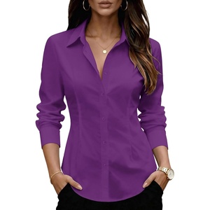 image:imageZeagoo Womens Wrinkle Free Button Down Shirts Long Sleeve Dress Shirts Collared Business Casual Blouses Tops XS3XLPurple