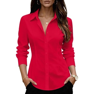 image:imageZeagoo Womens Wrinkle Free Button Down Shirts Long Sleeve Dress Shirts Collared Business Casual Blouses Tops XS3XLRed