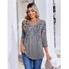 image:imageZeagoo 34 Length Sleeve Womens Tops Casual V Neck Pleated Top Boho Floral Blouses Work ShirtsFloral 36