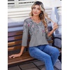 image:imageZeagoo 34 Length Sleeve Womens Tops Casual V Neck Pleated Top Boho Floral Blouses Work ShirtsFloral 36