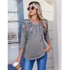 image:imageZeagoo 34 Length Sleeve Womens Tops Casual V Neck Pleated Top Boho Floral Blouses Work ShirtsFloral 36