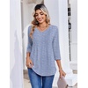 image:imageZeagoo 34 Length Sleeve Womens Tops Casual V Neck Pleated Top Boho Floral Blouses Work ShirtsStriped 273