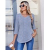 image:imageZeagoo 34 Length Sleeve Womens Tops Casual V Neck Pleated Top Boho Floral Blouses Work ShirtsStriped 273