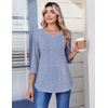 image:imageZeagoo 34 Length Sleeve Womens Tops Casual V Neck Pleated Top Boho Floral Blouses Work ShirtsStriped 273