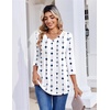 image:imageZeagoo 34 Length Sleeve Womens Tops Casual V Neck Pleated Top Boho Floral Blouses Work ShirtsWhite Striped 599