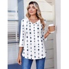 image:imageZeagoo 34 Length Sleeve Womens Tops Casual V Neck Pleated Top Boho Floral Blouses Work ShirtsWhite Striped 599