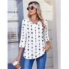 image:imageZeagoo 34 Length Sleeve Womens Tops Casual V Neck Pleated Top Boho Floral Blouses Work ShirtsWhite Striped 599
