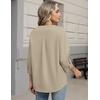 image:imageZeagoo Button Down Shirts for Women 34 Sleeve Linen Cotton V Neck Tops Dressy Casual Loose Work BlousesApricot