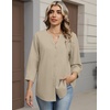 image:imageZeagoo Button Down Shirts for Women 34 Sleeve Linen Cotton V Neck Tops Dressy Casual Loose Work BlousesApricot