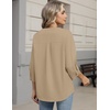 image:imageZeagoo Button Down Shirts for Women 34 Sleeve Linen Cotton V Neck Tops Dressy Casual Loose Work BlousesBeige
