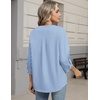 image:imageZeagoo Button Down Shirts for Women 34 Sleeve Linen Cotton V Neck Tops Dressy Casual Loose Work BlousesBlue Stripessa1
