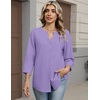 image:imageZeagoo Button Down Shirts for Women 34 Sleeve Linen Cotton V Neck Tops Dressy Casual Loose Work BlousesLavender