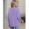 image:imageZeagoo Button Down Shirts for Women 34 Sleeve Linen Cotton V Neck Tops Dressy Casual Loose Work BlousesLavender