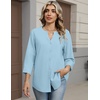image:imageZeagoo Button Down Shirts for Women 34 Sleeve Linen Cotton V Neck Tops Dressy Casual Loose Work BlousesLight Blue