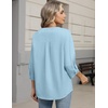 image:imageZeagoo Button Down Shirts for Women 34 Sleeve Linen Cotton V Neck Tops Dressy Casual Loose Work BlousesLight Blue