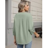 image:imageZeagoo Button Down Shirts for Women 34 Sleeve Linen Cotton V Neck Tops Dressy Casual Loose Work BlousesLight Green