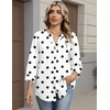 image:imageZeagoo Button Down Shirts for Women 34 Sleeve Linen Cotton V Neck Tops Dressy Casual Loose Work BlousesPolka Dotsjh592