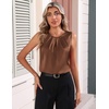 image:imageZeagoo Camisole Top for Woman Silk Satin Crew Neck Dressy Sleeveless Blouses Summer Business Casual OutfitsBrown