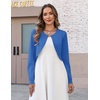 image:imageZeagoo Cropped Cardigan Sweaters for Women Long Sleeve Knit Open Front Bolero Shrug for DressesBlue