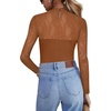 image:imageZeagoo Long Sleeve Shirts for Womens Lace Tops Mesh Sheer Crew Neck Shirts Sexy Spring Going Out BlouseBrown