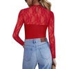 image:imageZeagoo Long Sleeve Shirts for Womens Lace Tops Mesh Sheer Crew Neck Shirts Sexy Spring Going Out BlouseRed