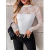 image:imageZeagoo Long Sleeve Shirts for Womens Lace Tops Mesh Sheer Crew Neck Shirts Sexy Spring Going Out BlouseWhite