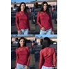 image:imageZeagoo Long Sleeve Shirts for Womens Lace Tops Mesh Sheer Crew Neck Shirts Sexy Spring Going Out BlouseWine Red