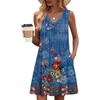 image:imageZeagoo Summer Dresses for Women 2026 Sleeveless Dress V Neck Tank Dress Pleated Floral Tshirt Sundresses with PocketsAblue Floral Print