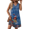 image:imageZeagoo Summer Dresses for Women 2026 Sleeveless Dress V Neck Tank Dress Pleated Floral Tshirt Sundresses with PocketsAblue Floral Print
