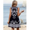image:imageZeagoo Summer Dresses for Women 2026 Sleeveless Dress V Neck Tank Dress Pleated Floral Tshirt Sundresses with PocketsBlack White Floral