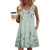 image:imageZeagoo Summer Dresses for Women 2026 Sleeveless Dress V Neck Tank Dress Pleated Floral Tshirt Sundresses with PocketsGreen Floralprinted