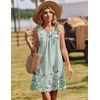 image:imageZeagoo Summer Dresses for Women 2026 Sleeveless Dress V Neck Tank Dress Pleated Floral Tshirt Sundresses with PocketsGreen Floralprinted