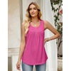 image:imageZeagoo Tank Top for Women 2026 Summer Loose Fit Sleeveless Pleated Flowy Floral Tunic Dressy BlouseRose Red