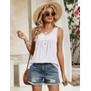 image:imageZeagoo Tank Top for Women 2026 Summer Loose Fit Sleeveless Pleated Flowy Floral Tunic Dressy BlouseWhite